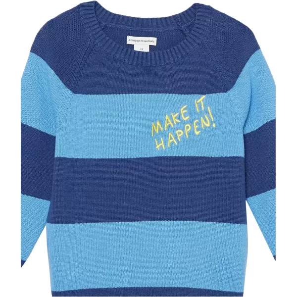 Amazon Essentials Boys and Toddlers Pullover Crewneck SweaterBlue Stripe