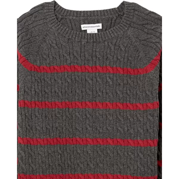 Amazon Essentials Boys and Toddlers Pullover Crewneck SweaterCharcoal Heather Stripe