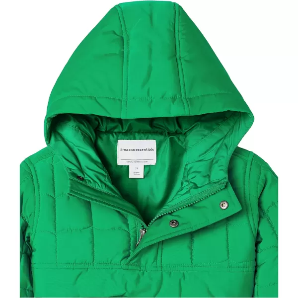 Amazon Essentials Boys and Toddlers Quilted Anorak JacketGreen