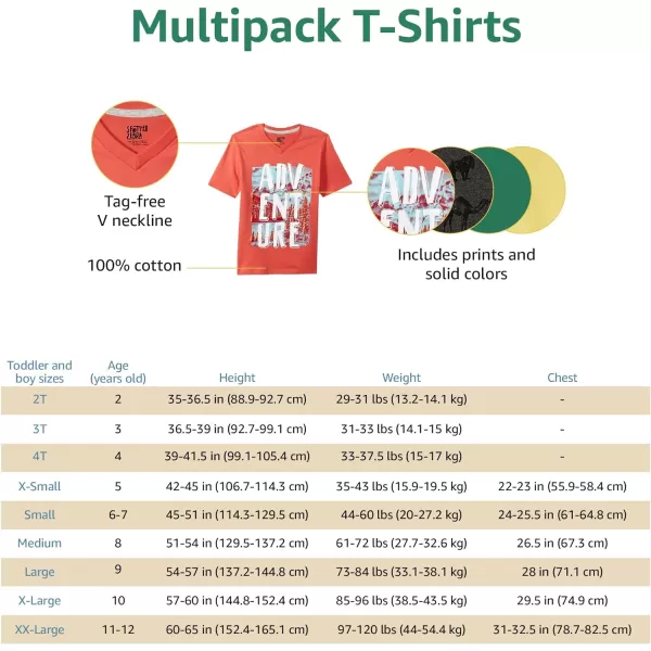 Amazon Essentials Boys and Toddlers ShortSleeve VNeck TShirt Tops Previously Spotted Zebra Multipacks4 RedBlueBlack