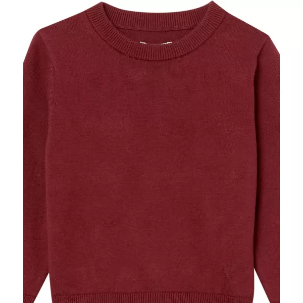 Amazon Essentials Boys and Toddlers Uniform Cotton Crewneck SweaterBurgundy