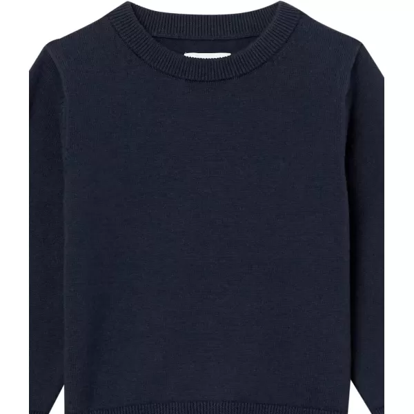 Amazon Essentials Boys and Toddlers Uniform Cotton Crewneck SweaterNavy