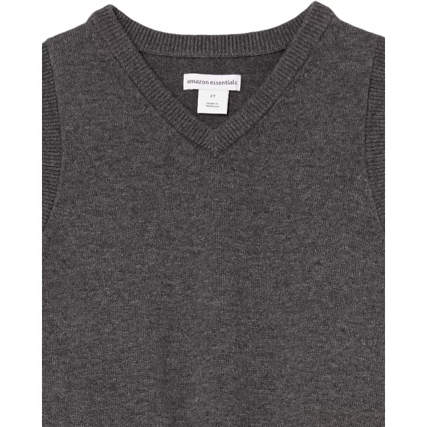 Amazon Essentials Boys and Toddlers Uniform Cotton VNeck Sweater Vest Multipacks2 Charcoal Heather