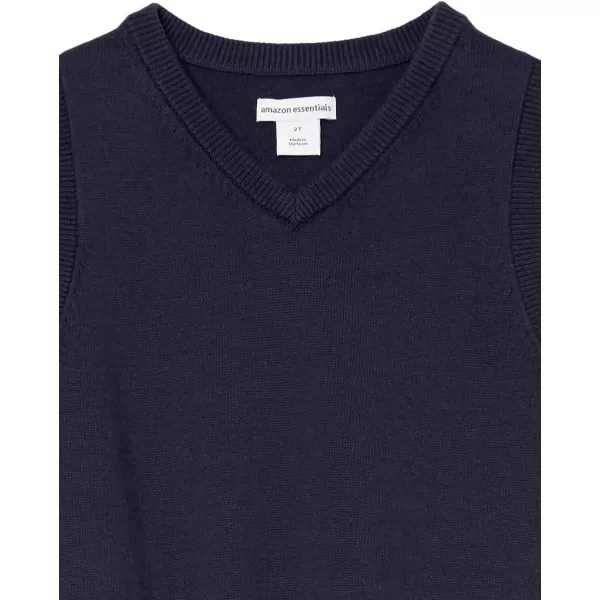 Amazon Essentials Boys and Toddlers Uniform Cotton VNeck Sweater Vest Multipacks2 Navy