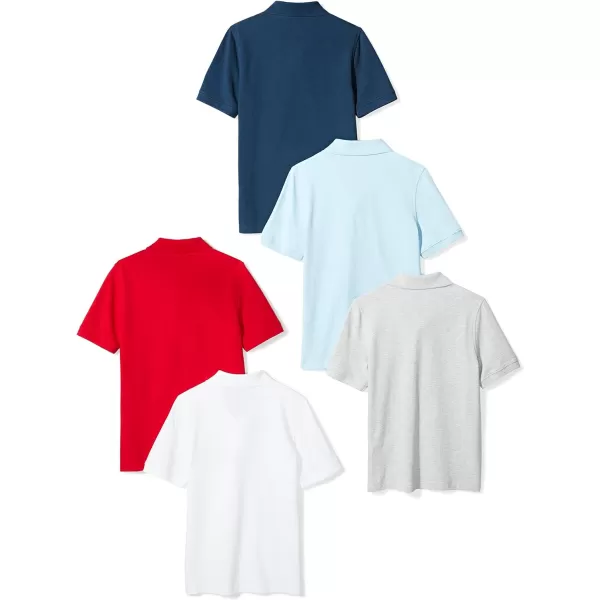 Amazon Essentials Boys and Toddlers Uniform ShortSleeve Pique Polo Shirt Multipacks5 Basic Colors