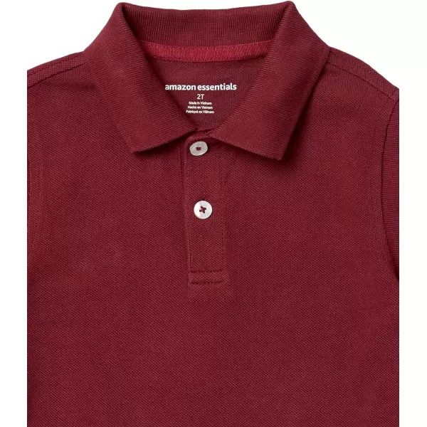 Amazon Essentials Boys and Toddlers Uniform ShortSleeve Pique Polo Shirt Multipacks5 Burgundy