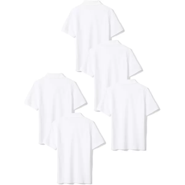 Amazon Essentials Boys and Toddlers Uniform ShortSleeve Pique Polo Shirt Multipacks5 White