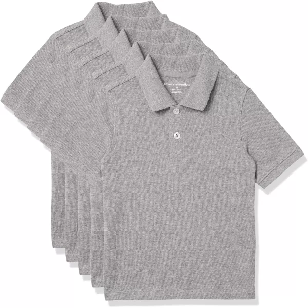 Amazon Essentials Boys and Toddlers Uniform ShortSleeve Pique Polo Shirt Multipacks5 WhiteMedium Grey Heather