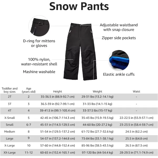 Amazon Essentials Boys and Toddlers WaterResistant Snow PantsLight Brown