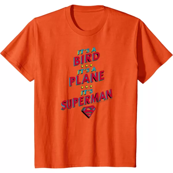 Amazon Essentials DC Comics Its a Bird Its a Plane Its Superman TShirtOrange