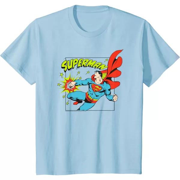 Amazon Essentials DC Comics Superman Action Punch Comic Square TShirtBaby Blue