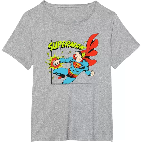 Amazon Essentials DC Comics Superman Action Punch Comic Square TShirtHeather Grey