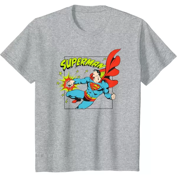 Amazon Essentials DC Comics Superman Action Punch Comic Square TShirtHeather Grey