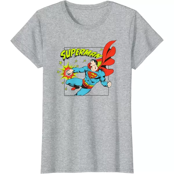 Amazon Essentials DC Comics Superman Action Punch Comic Square TShirtHeather Grey