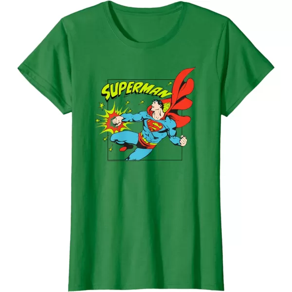 Amazon Essentials DC Comics Superman Action Punch Comic Square TShirtKelly Green