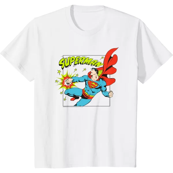 Amazon Essentials DC Comics Superman Action Punch Comic Square TShirtWhite