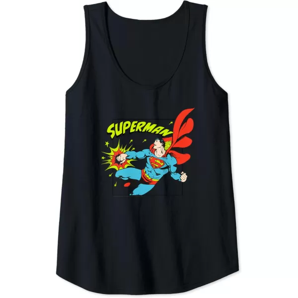 Amazon Essentials DC Comics Superman Action Punch Comic Square Tank TopBlack