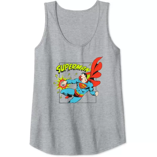 Amazon Essentials DC Comics Superman Action Punch Comic Square Tank TopHeather Grey