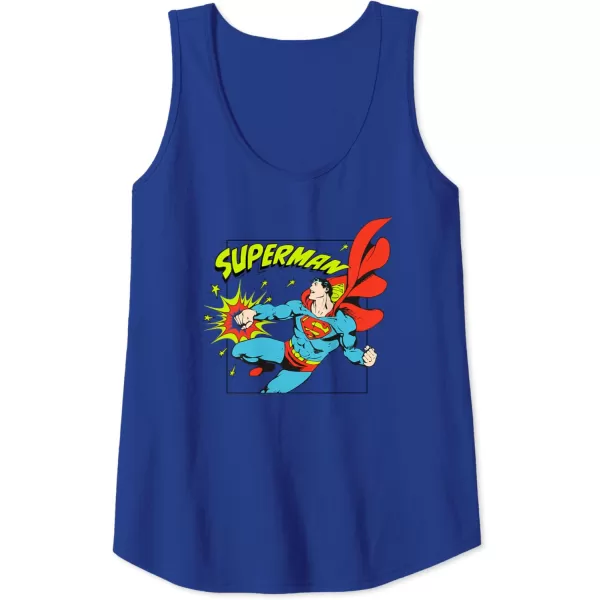 Amazon Essentials DC Comics Superman Action Punch Comic Square Tank TopRoyal Blue