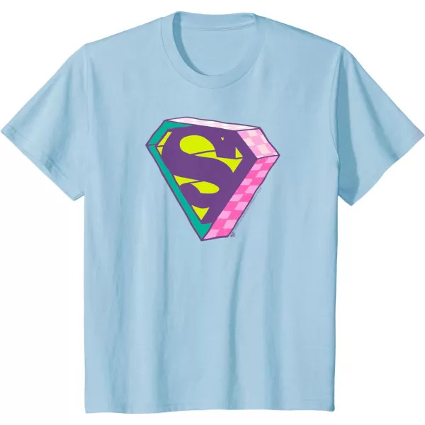 Amazon Essentials DC Comics Superman Bright Checkerboard 3D Logo TShirtBaby Blue