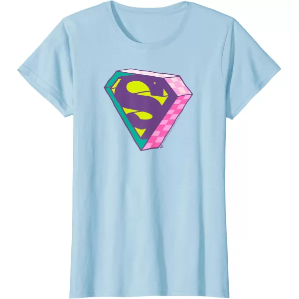 Amazon Essentials DC Comics Superman Bright Checkerboard 3D Logo TShirtBaby Blue