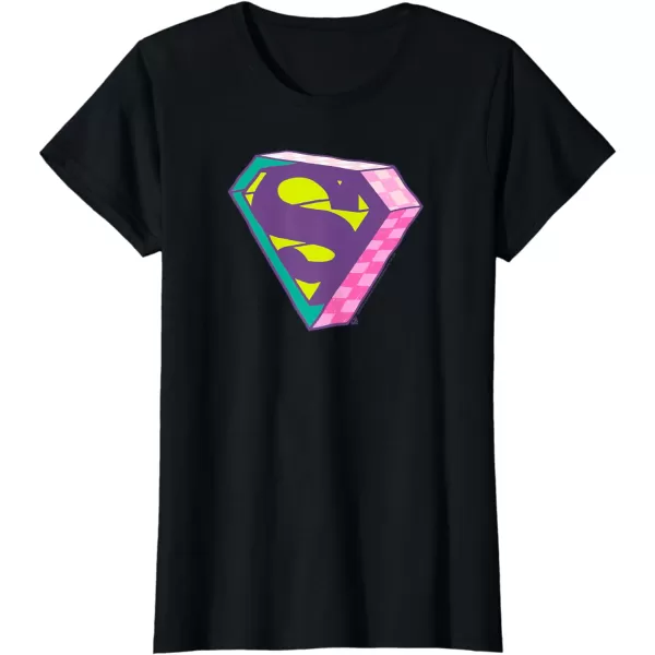 Amazon Essentials DC Comics Superman Bright Checkerboard 3D Logo TShirtBlack