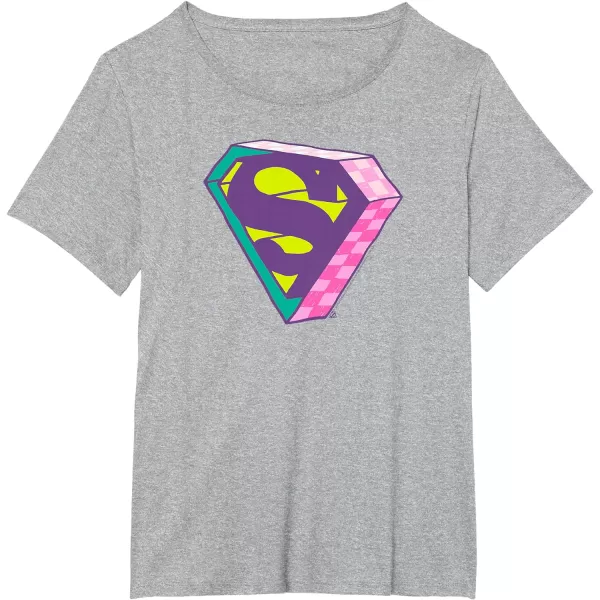 Amazon Essentials DC Comics Superman Bright Checkerboard 3D Logo TShirtHeather Grey