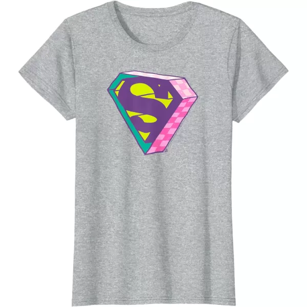 Amazon Essentials DC Comics Superman Bright Checkerboard 3D Logo TShirtHeather Grey