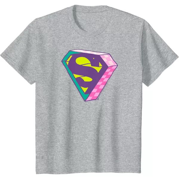 Amazon Essentials DC Comics Superman Bright Checkerboard 3D Logo TShirtHeather Grey