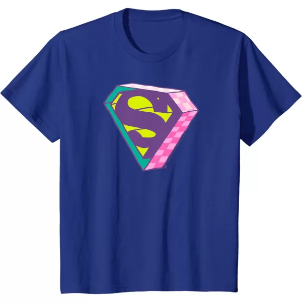 Amazon Essentials DC Comics Superman Bright Checkerboard 3D Logo TShirtRoyal Blue