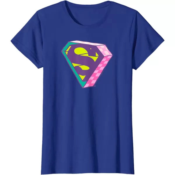 Amazon Essentials DC Comics Superman Bright Checkerboard 3D Logo TShirtRoyal Blue