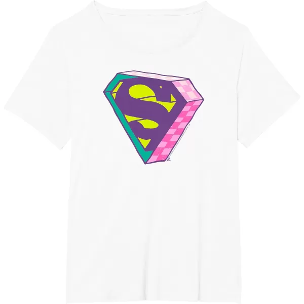 Amazon Essentials DC Comics Superman Bright Checkerboard 3D Logo TShirtWhite