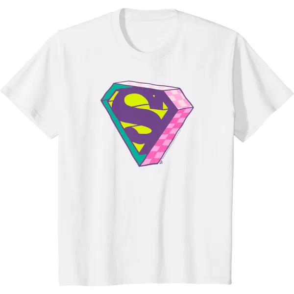 Amazon Essentials DC Comics Superman Bright Checkerboard 3D Logo TShirtWhite