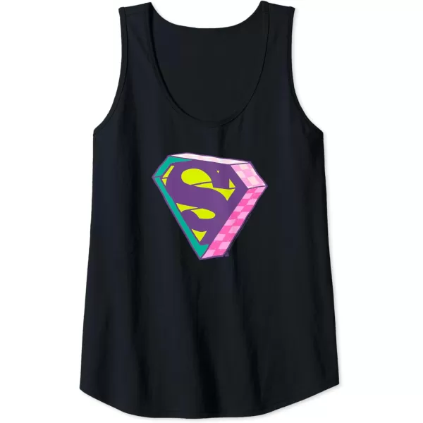 Amazon Essentials DC Comics Superman Bright Checkerboard 3D Logo Tank TopBlack