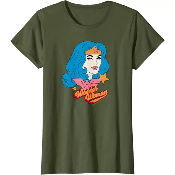 Amazon Essentials DC Comics Wonder Woman Comic Portrait TShirtOlive Green