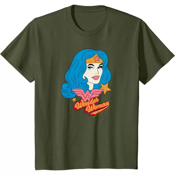 Amazon Essentials DC Comics Wonder Woman Comic Portrait TShirtOlive Green