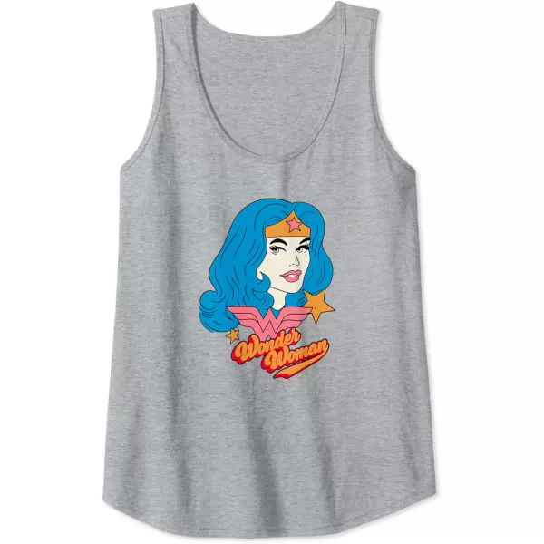 Amazon Essentials DC Comics Wonder Woman Comic Portrait Tank TopHeather Grey