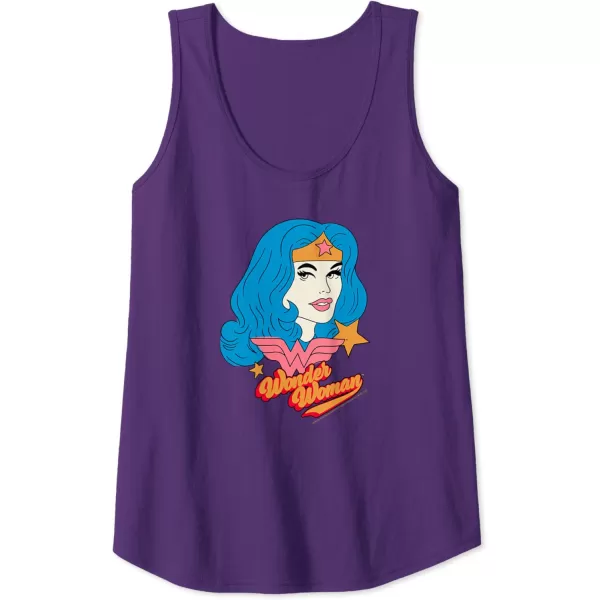 Amazon Essentials DC Comics Wonder Woman Comic Portrait Tank TopPurple