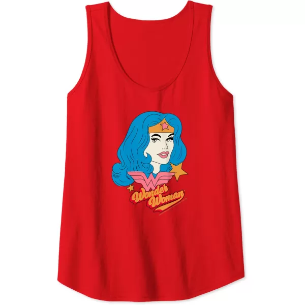 Amazon Essentials DC Comics Wonder Woman Comic Portrait Tank TopRed