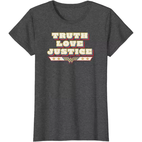 Amazon Essentials DC Comics Wonder Woman Truth Love Justice TShirtDark Heather Grey