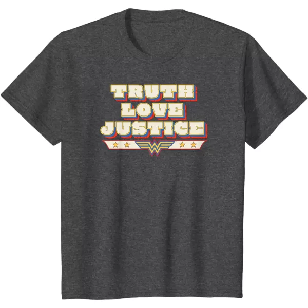 Amazon Essentials DC Comics Wonder Woman Truth Love Justice TShirtDark Heather Grey