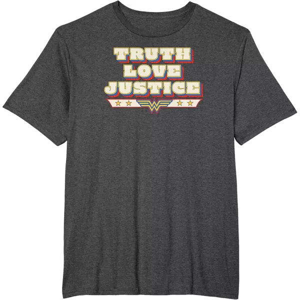 Amazon Essentials DC Comics Wonder Woman Truth Love Justice TShirtDark Heather Grey