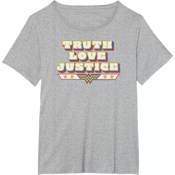 Amazon Essentials DC Comics Wonder Woman Truth Love Justice TShirtHeather Grey