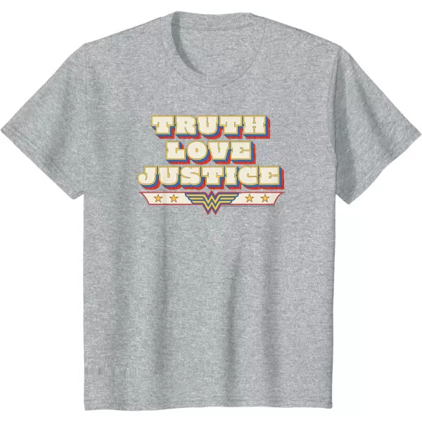 Amazon Essentials DC Comics Wonder Woman Truth Love Justice TShirtHeather Grey