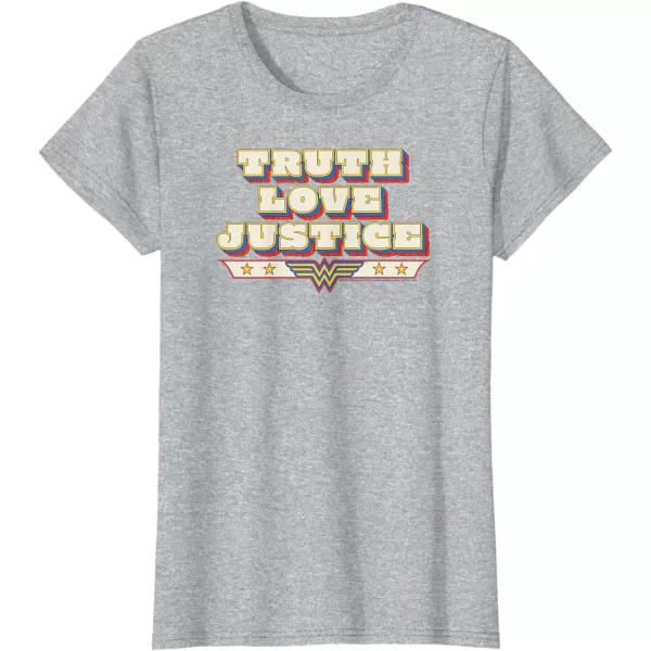 Amazon Essentials DC Comics Wonder Woman Truth Love Justice TShirtHeather Grey