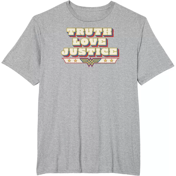 Amazon Essentials DC Comics Wonder Woman Truth Love Justice TShirtHeather Grey