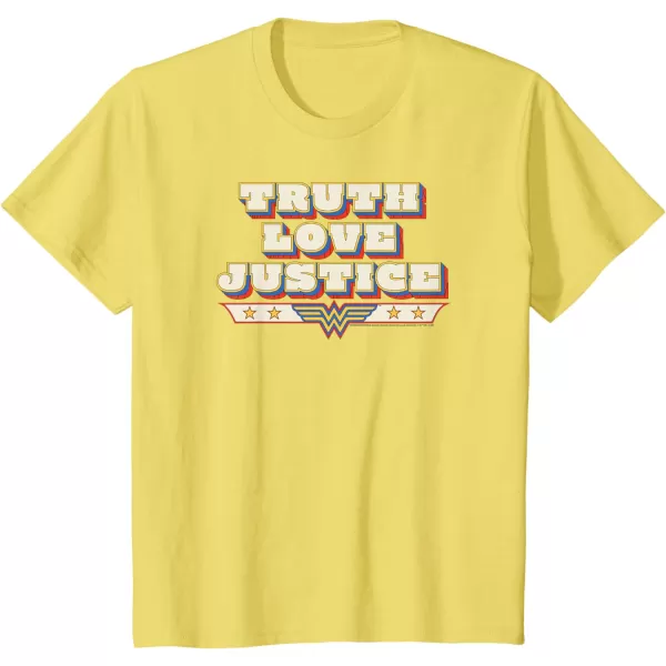 Amazon Essentials DC Comics Wonder Woman Truth Love Justice TShirtLemon Yellow