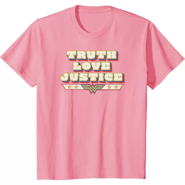 Amazon Essentials DC Comics Wonder Woman Truth Love Justice TShirtPink