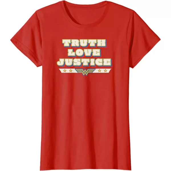 Amazon Essentials DC Comics Wonder Woman Truth Love Justice TShirtRed