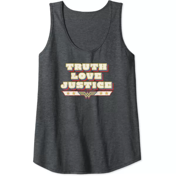 Amazon Essentials DC Comics Wonder Woman Truth Love Justice Tank TopDark Heather Grey